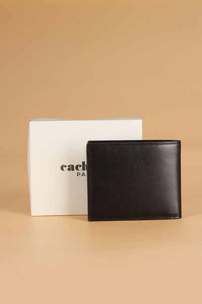 Cacharel 2664 Genuine Leather Men's Wallet Card Holder Analine Black