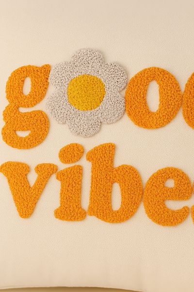 Rell Home غطاء وسادة منقوش عليه عبارة "Good Vibes"