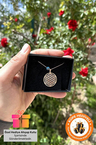 Lucente Jewellery 925 Ayar Hediye Kutulu Enerji Dilek Gümüş Kaplama Kutsal Yaşam Çiçeği Kadın Kolye