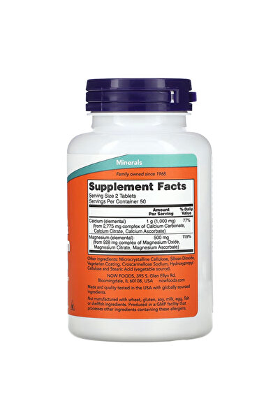 Now Foods, Calcium(Kalsiyum) & Magnesium(Magnezyum), 100 Tablet