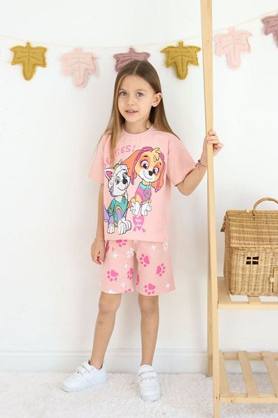 ARBİ kids Girl Child Paw Patrol Short-Sleeved Shorts Suit Summer