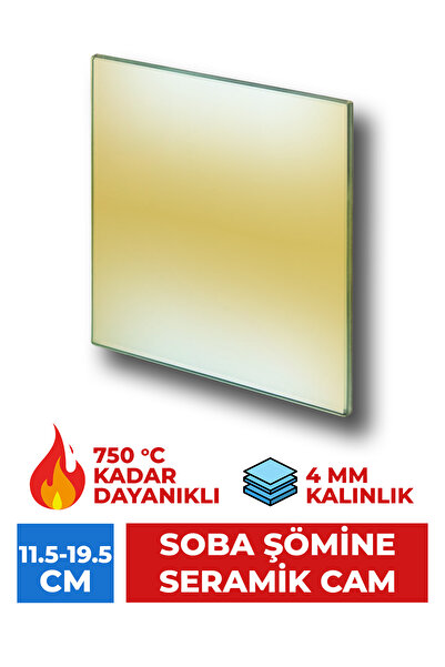 Kayabal 11,5-19,5 Cm Seramik Cam Şömine Camı Isıya Dayanıklı Kuzine Soba Camı