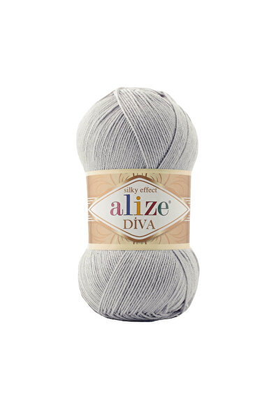 Alize Diva 168 Winter White Ață de tricotat manual pentru vestă, cardigan, eș...