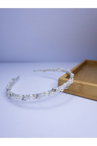 ERYA aksesuar Handmade Pearl and Crystal Stone Bridal, Maternity, Engagement, Wedding Crown, Hair Accessory