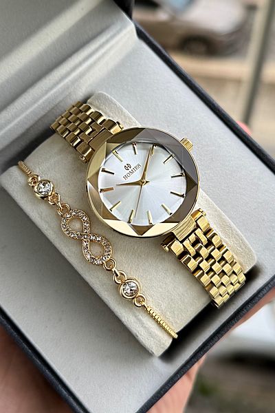 Homies Women's Wristwatch - Diamond Cut Glass 2 Stars in the Circleguaranteed Gift Kute Bracelet