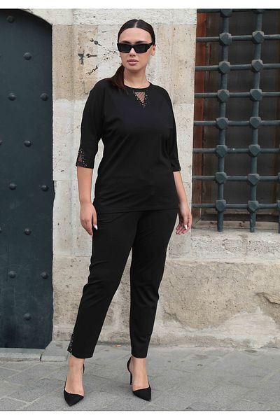 EXİTLİNE Women's Stone Suit Blouse Trousers