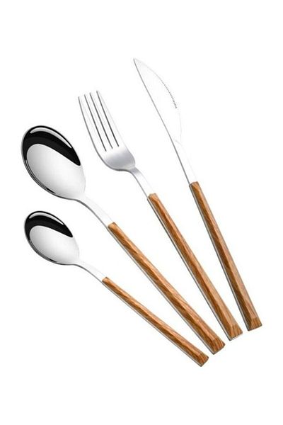COOYA 4-Piece Cutlery Set, Stainless Steel, Reusable, Includ Knife, Spoon and Ladle, Suitable for Kitchen