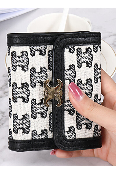 ETG Women's Multi-function Three-fold Short Canvas Wallet 10*7.5*2cm