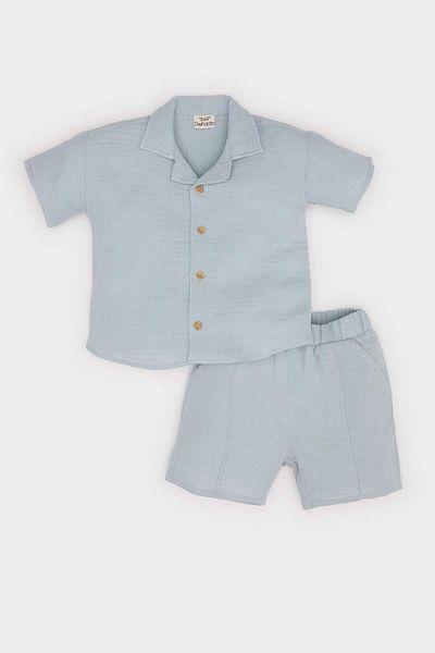 DeFacto Baby Boy 2-Pyre Set Short Sleeve Shirt and Shorts C3438A525Sm