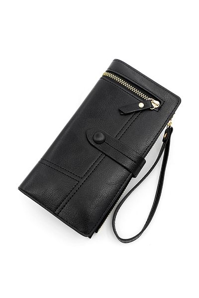 ETG Fashion Hasp Ladies Soft PU Leather Clutch for Women Long Wallet Phone Zipper Bag Card Holder