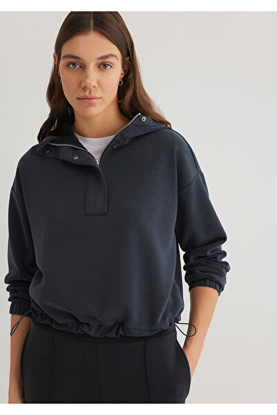 Mavi Sporty Lux Semi Zip Black Tencel Tm Modal Sweatshirt 1S10280-900