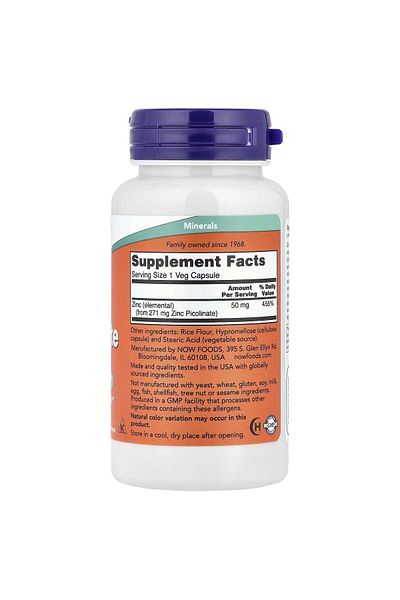 Now Zink Zinc Picoshlante 50 Mg, 120 Veg Caps