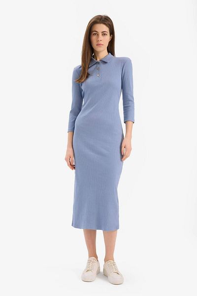 DeFacto Rochie midi cu guler polo cu nervuri bodycon E2245AX25SP