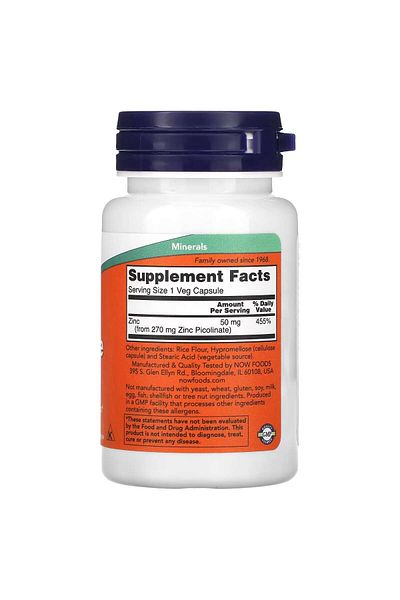 Now 50 Mg Zinc Picolinate, 60 Veg Caps