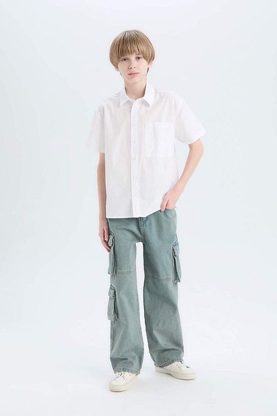 DeFacto Αγόρι Oversize Wide Fit Polo γιακά αλεξίπτωτο κοντομάνικο πουκάμισο E1588A825HS