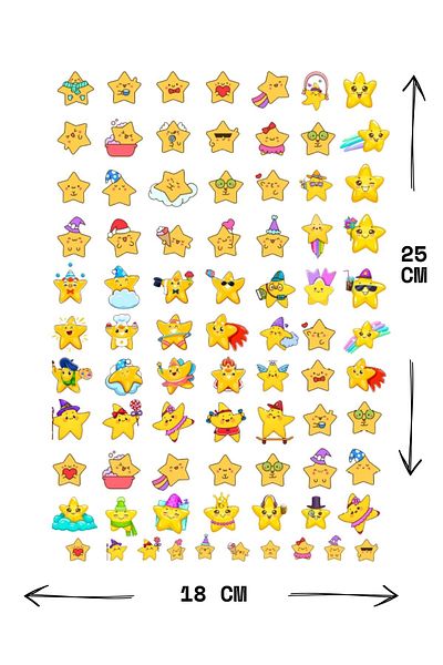 İki Elden Star Heart Sticker Set Kawaii Set of 2 150+ Pieces Planner Bullet Journal Phone Sticker