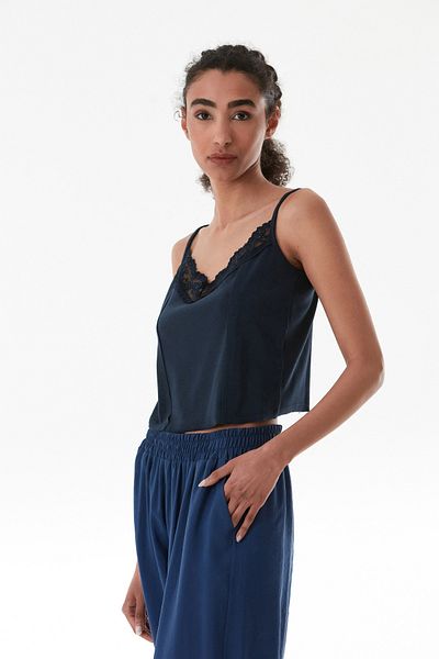 Fulla Moda Lace Rope Strap Modal Crop Body