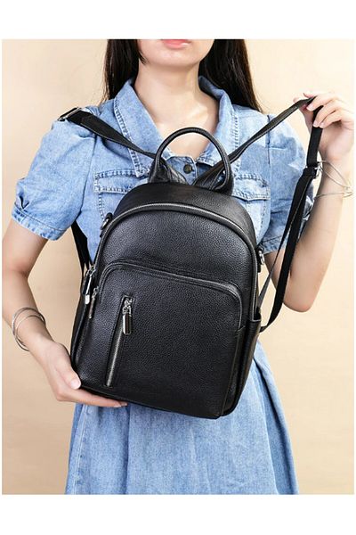 delis Women's Backpack, Arianwen Gt2737, Genuine Leather, Black