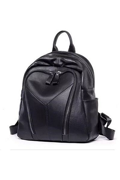 delis Women's Backpack, Varvara Gt2071, Natural Leather, Black