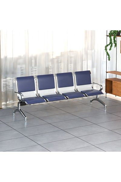 Mahmayi JX 4-Seater Outdoor Bench with Cushions- Blue