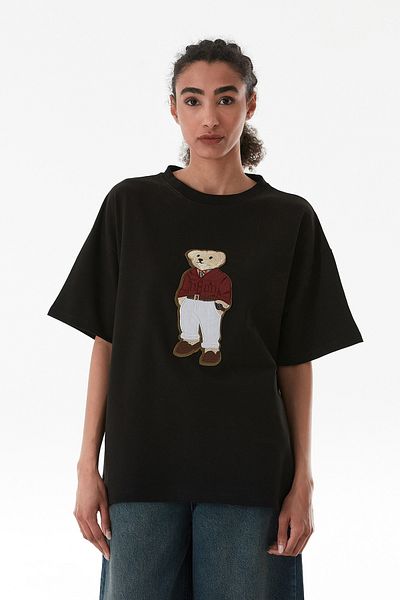 Fulla Moda Teddy Bear Embroidered Oversize T-Shirt