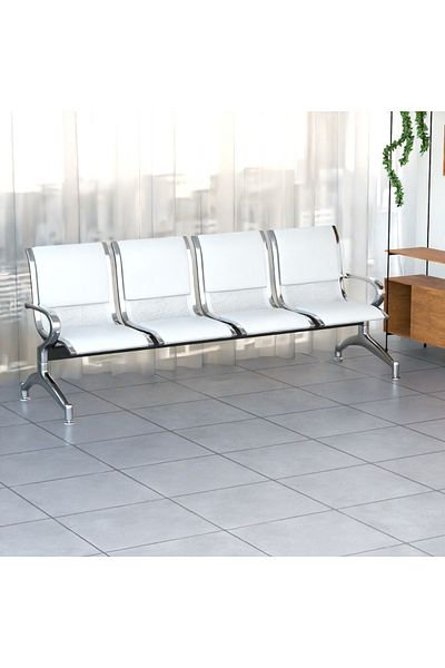 Mahmayi JX 4-Seater Outdoor Bench with Cushions- White
