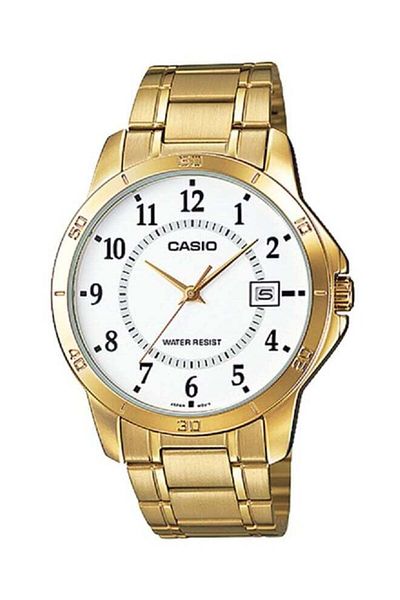 Casio Men's Stainless Steel Band Watch Mtp-v004g-7budf - Gold