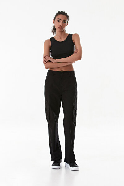 Fulla Moda Palazzo Gabardine Trousers with Cargo Pockets