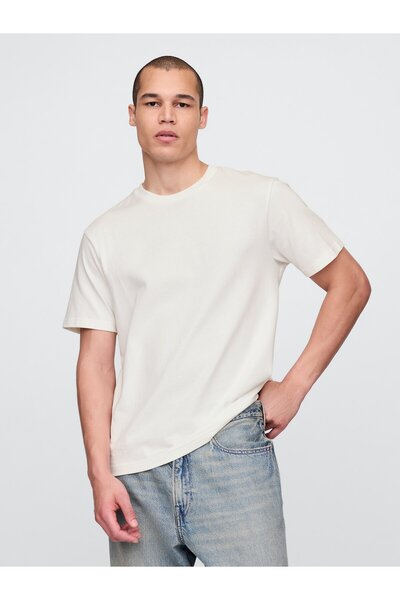 GAP Erkek Kırık Beyaz Heavyweight Original T-Shirt