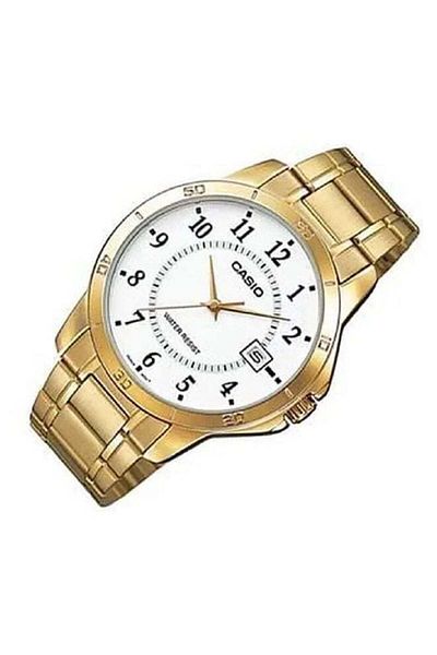 Casio Men's Stainless Steel Band Watch Mtp-v004g-7budf - Gold