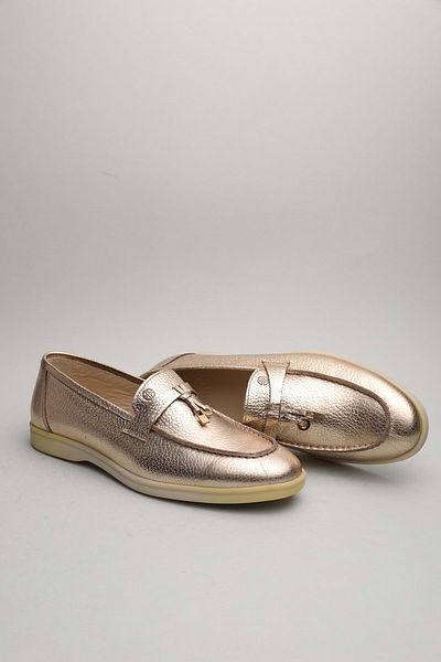 Gondol Mocasnic clasic de damă din piele naturală Gold Glitter 39 ttx.70143