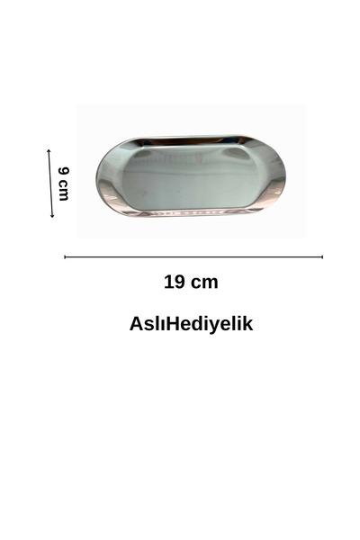 Aslı Hediyelik 6'lı Küçük (19 CM) Kayık Oval Gümüş Paslanmaz Çelik Çerezlik Mezelik Sosluk Çelik Tabak