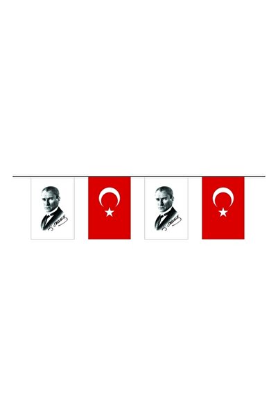 günenbayrak İpe Dizili Sıralı Türk Bayrağı - Atatürk Posteri 30x45 50 Metre S...