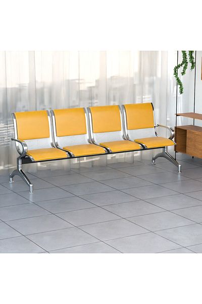 Mahmayi JX 4-Seater Outdoor Bench with Cushions- Yellow