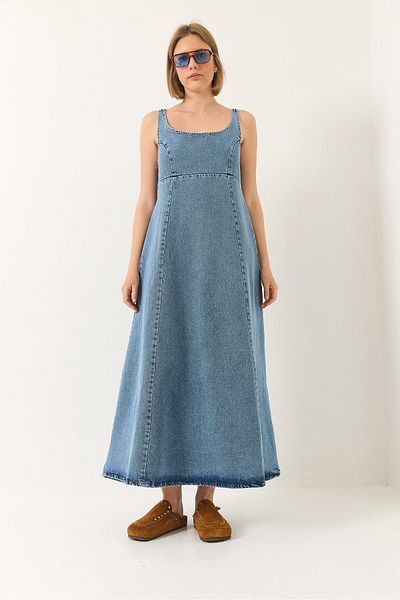 Bianco Lucci Rochie de damă cu guler lat, evazată, din denim 6069 60281038