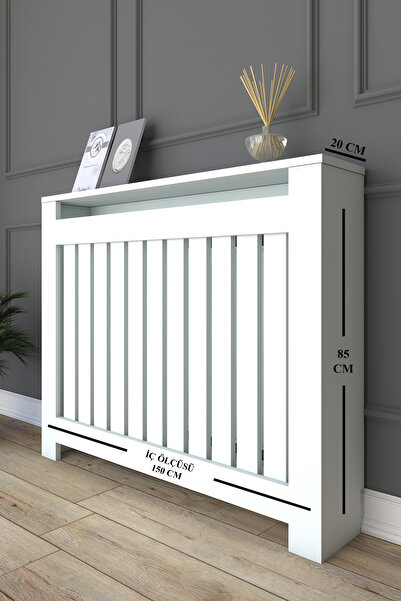 CAN Kalorifer Petek Kapama 150 Cm (İÇ ÖLÇÜSÜ) Lambiri Desenli Mdf Mat Beyaz