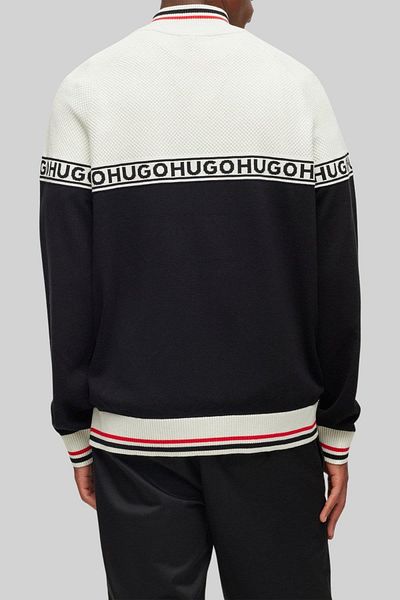 HUGO Cotton and Silk Blend Regular Fit Half Zipper High Collar Sweater Men's SWEATER 50492800 333