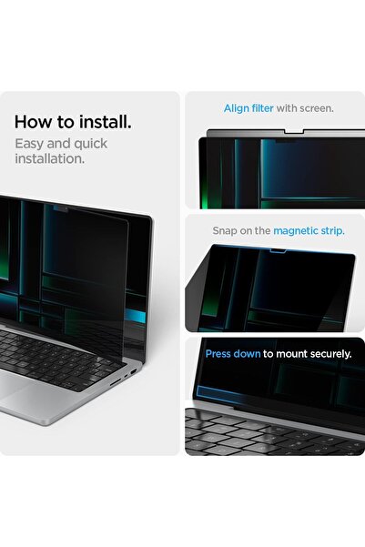 Spigen Privacy Filter Screen Protector Film [SafeView] for Macbook Pro 14 inch (M4 M3 M2 M1 Pro/Max)
