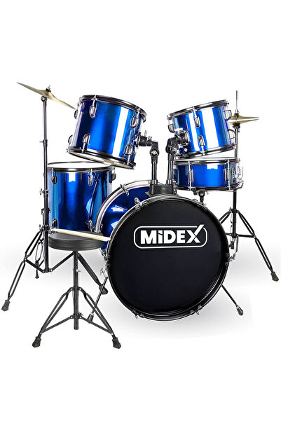 Midex Cd900x-bl 22'' yetişkin akustik Bateri Davul Seti 22b-13t-12t-16f-14s (5 Parça)