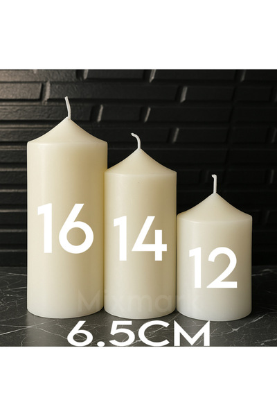 Paşabahçe 3 adet Silindir Mum Beyaz Renk 3 Lü Set