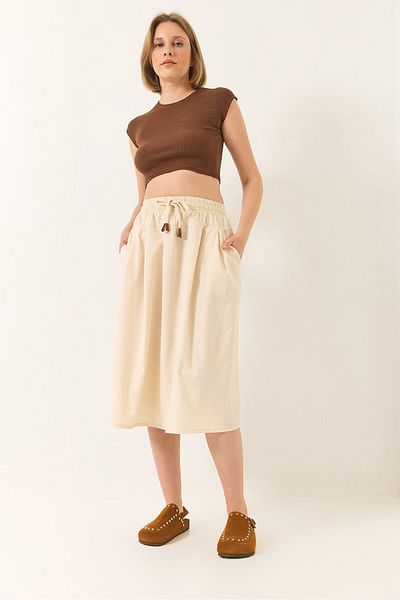 Bianco Lucci Gelgecek Women's Waist - Scale and Poplin Skirt (Ye4348 60283181 )