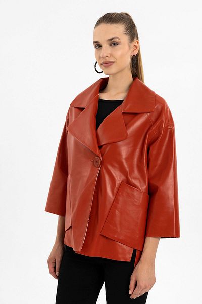 Deriderim Belis Tile Women's Double-Sided Genuine Leather Coat