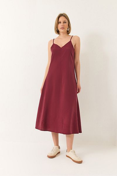 Bianco Lucci Rochie modal căptușită cu fermoar ascuns pentru femei, cu decolteu în V, cu bretele subțiri 5978 60281032