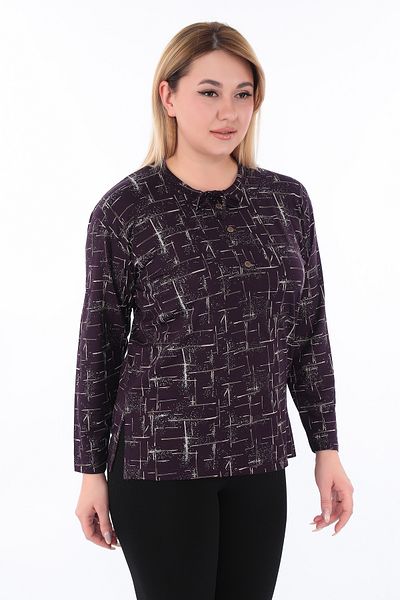 AfifeCOLLECTİON Plus Size Mother Blouse Lurex Viscose Cotton Fabric