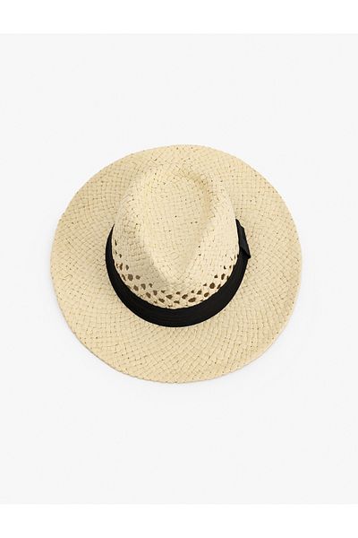 Koton Straw Fedora Hat with Tape Detail
