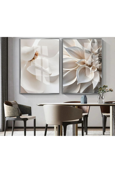 Harika bir ev Hari̇kabi̇rev | Soft | White-Cream Flowers Combination | Framed...