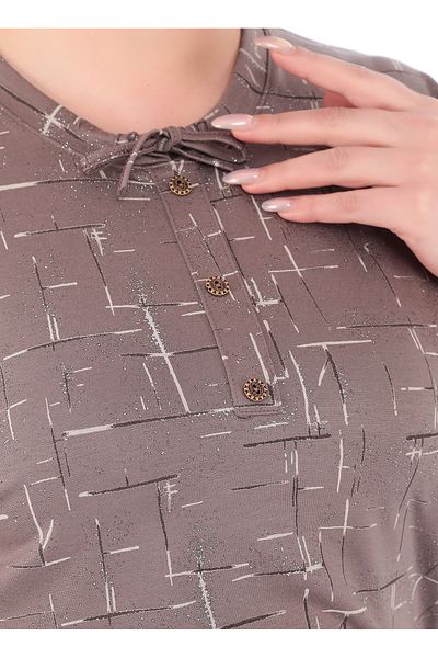 AfifeCOLLECTİON Plus Size Mother Blouse Lurex Viscose Cotton Fabric