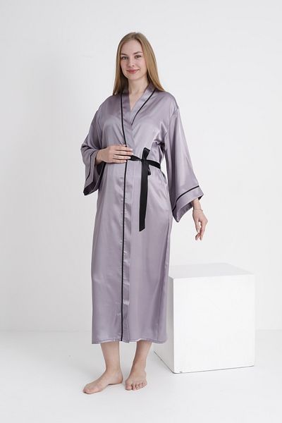 Miss Dünya Lissa Piping Bat Sleeve Maternity and Maternity Satin Dressing Gown