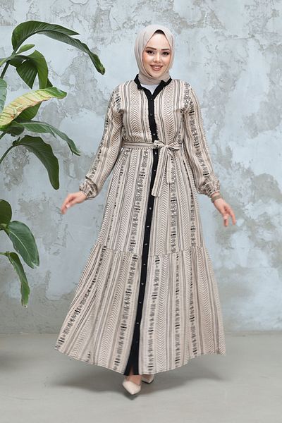 Neva Style Rochie hijab din nurcă cu model 23921V