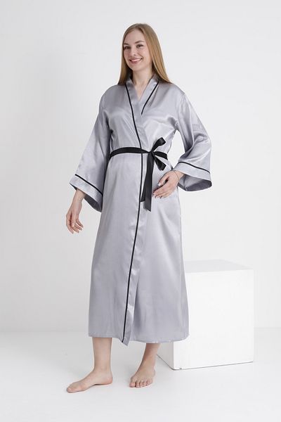 Miss Dünya Lissa Piping Bat Sleeve Maternity and Maternity Satin Dressing Gown